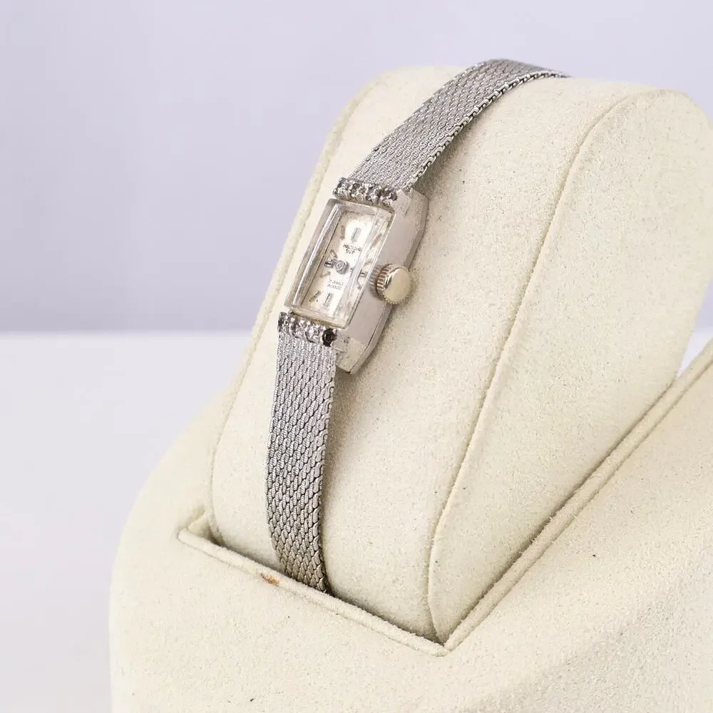 Vintage 60s Helzberg VIP 17 Jewel Swiss Watch Diamond‎ Bezel Mesh Duchess